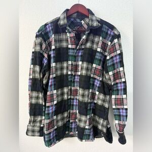Calder Carmel Heavy Flannel Patch & Plaid Button Down Shirt